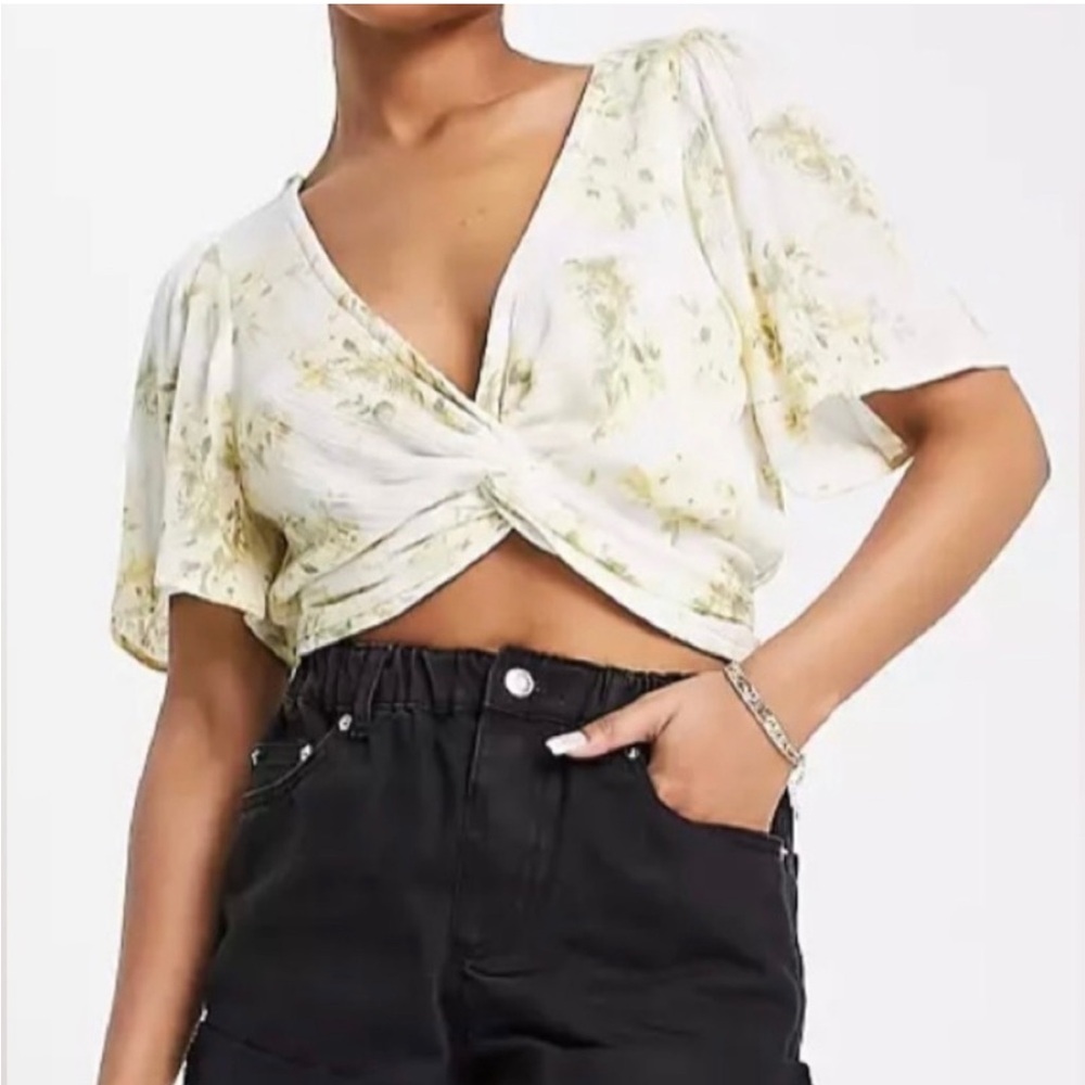 Abercrombie & Fitch Yellow Floral Twist Blouse